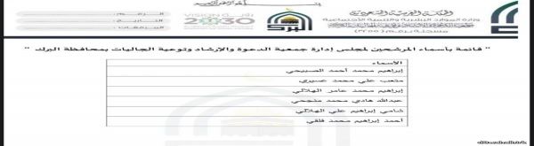 قائمة بأسماء المرشحين لمجلس الإدارة